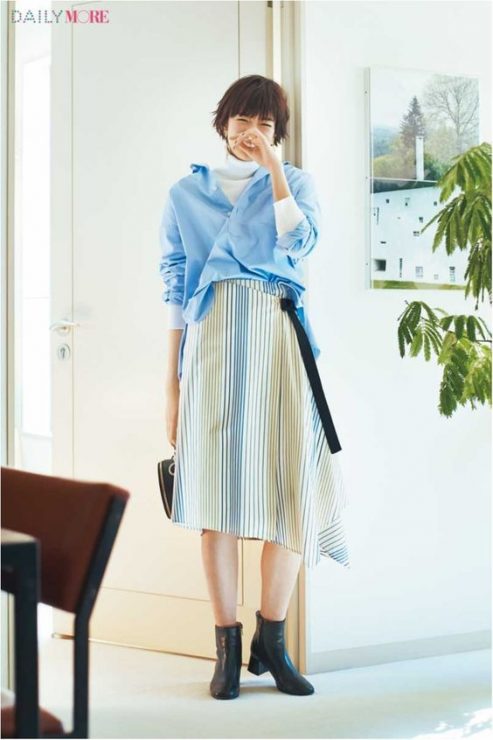 直條紋裙子 　裙子穿搭